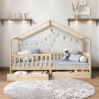 Cama Montessoriana Madeira Maciça Casa Com Estrado Elea - Nat