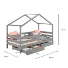 Cama Montessoriana Madeira Maciça Casa Com Estrado Ena - Cinza
