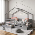 Cama Montessoriana Madeira Maciça Casa Com Estrado Ena - Cinza