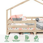 Cama Montessoriana Madeira Maciça Casa Com Estrado Ena - Natu