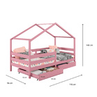 Cama Montessoriana Madeira Maciça Casa Com Estrado Ena - Rosa