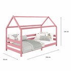 Cama Montessoriana Madeira Maciça Casa Com Estrado Fina - Rosa
