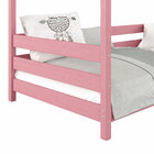 Cama Montessoriana Madeira Maciça Casa Com Estrado Fina - Rosa