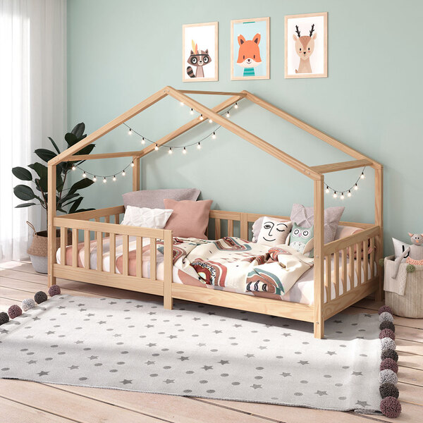 Cama Montessoriana Madeira Maciça Casa Com Estrado Lisan - Na