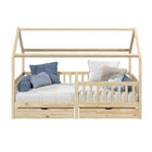 Cama Montessoriana Madeira Maciça Casa Com Estrado Nuna - Nat