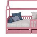 Cama Montessoriana Madeira Maciça Casa Com Estrado Nuna - Rosa