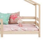 Cama Montessoriana Madeira Maciça Casa Com Estrado Rena - Nat