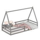 Cama Montessoriana Madeira Maciça Casa Estrado Sila - Cinza