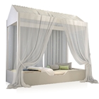 Cama Montessoriana Plus Juvenil Com Dossel Branco