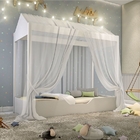 Cama Montessoriana Plus Juvenil Com Dossel Branco E Colchão
