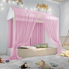 Cama Montessoriana Plus Juvenil Com Dossel Rosa