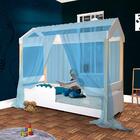 Cama Montessoriana Solteiro Branco Com Voal Azul Jhulia Dival