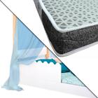 Cama Montessoriana Solteiro Branco Com Voal Azul Jhulia Dival