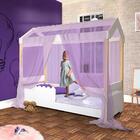 Cama Montessoriana Solteiro Branco Com Voal Lilás Jhulia Diva