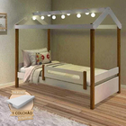Cama Montessoriana Solteiro Casinha Eliz Com Led Grade De Pro