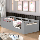 Cama Montessoriana Solteiro Com Proteção Lateral Cinza