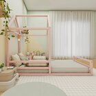 Cama Montessoriana Solteiro Meia Casinha  Limonada Rosa