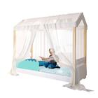 Cama Montessoriana Solteiro Menta Com Voal Branco Jhulia Diva