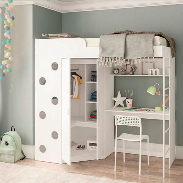 Cama Multifuncional Alagoas Com Roupeiro Escrivaninha E Cadei