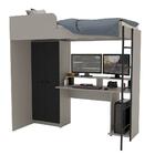 Cama Multifuncional Konza Com Mesa Gamer Cinza/preto - Polito