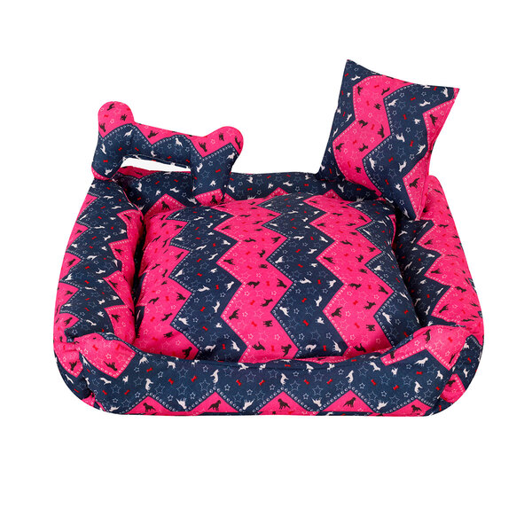 Cama Para Cachorro Ou Gato Estampada Rosa 50cm X 50cm X 15cm