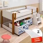 Cama Para Criança Com 2 Baús Elefante Azul E Colchão Solteiro