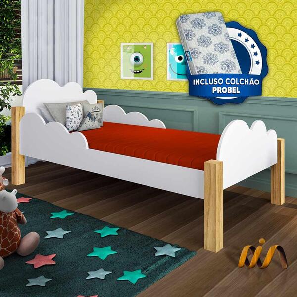 Cama Para Criança Nuvem Branco Mel Sonho Cajuella Com Colchão