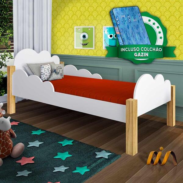 Cama Para Criança Nuvem Branco Mel Sonho Cajuella Com Colchão