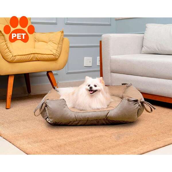 Cama Para Pet Akita Suede Bege 88 Cm