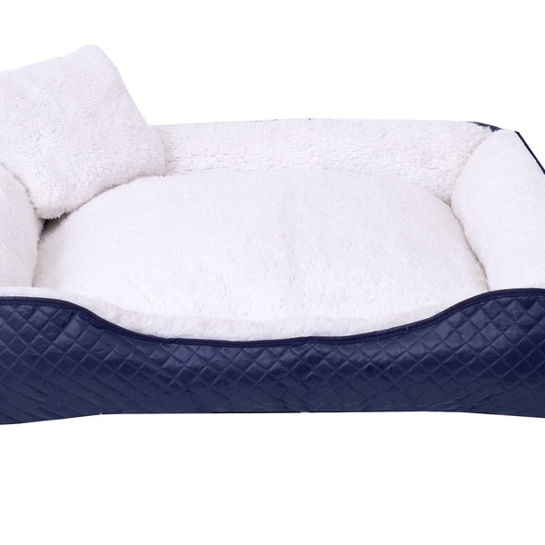 Cama Para Pet Cães E Gatos Sherpa Porte Grande Azul Marinho [