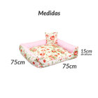 Cama Para Pet Enorme 75cm X 75cm Estampada Floral Com Almofad