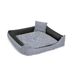 Cama Pet Grande Chevron Preto 75cm X 75cm Com Almofada + Colc