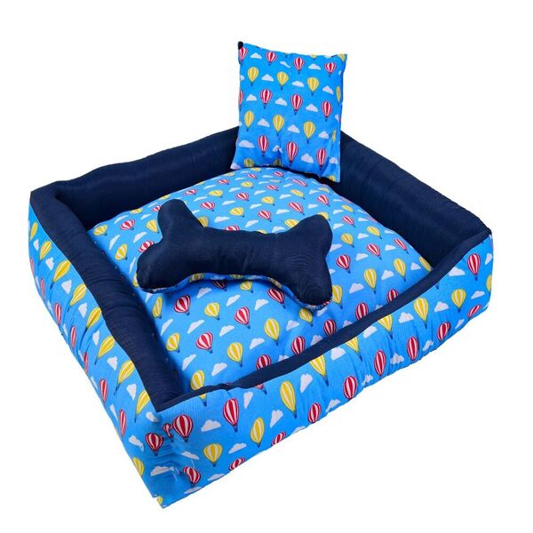 Cama Pet Onix Gigante Quadrada Impermeável Variação: Balão Az
