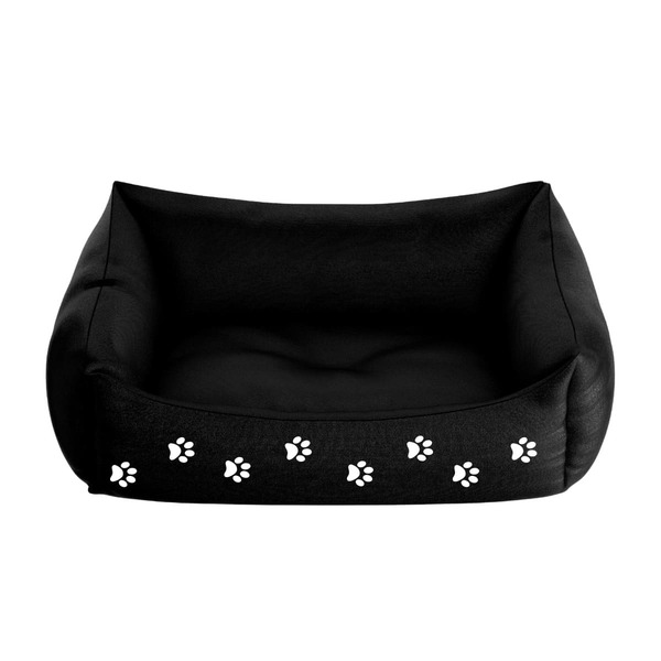 Cama Pet Para Cachorro E Gato Filhote Preta Patinhas Preto