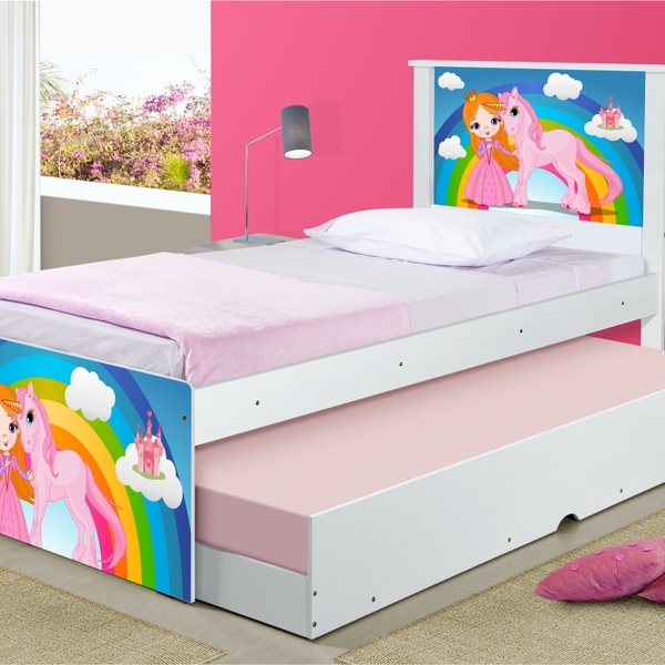 Cama Princesa E Unicórnio Com Auxiliar E Colchões