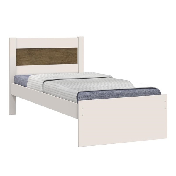 Cama Prisma Solteiro Off White/Jequitibá – Móveisaqui