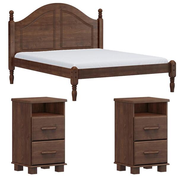 Cama Queen 02 Mesas De Cabeceira Madeira Maciça Milani Store