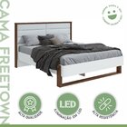 Cama Queen 160cm Com Led Freetown Móveis Lopas Imbuia Clean/b