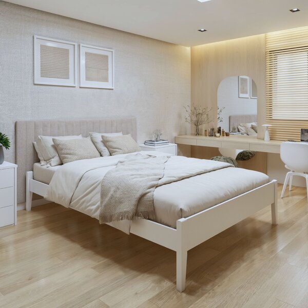 Cama Queen 168,5cm Turca Slim Em Madeira Maciça Branco