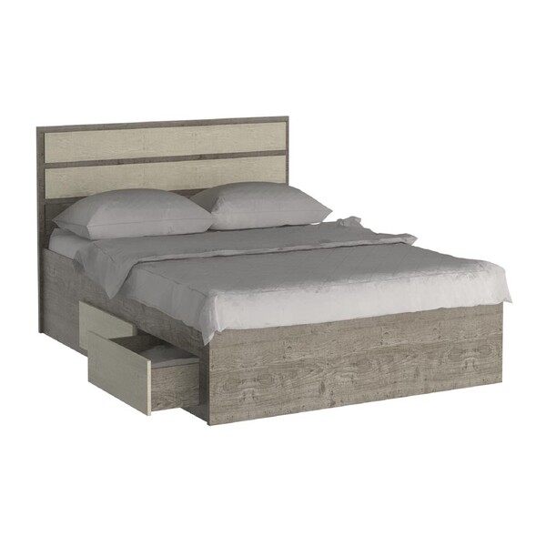 Cama Queen Com 4 Gavetas 100% Mdf 22880 Demolição/marfim Arei