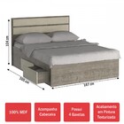 Cama Queen Com 4 Gavetas 100% Mdf 22880 Demolição/marfim Arei