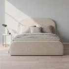 Cama Queen Design Curvas Estrutura Madeira Revestida Linho Al