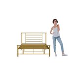 Cama Queen Em Ferro Emy Design Moderno Dourado