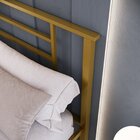 Cama Queen Em Ferro Emy Design Moderno Dourado