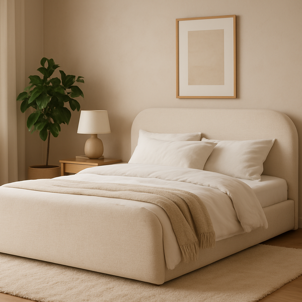 Cama Queen Estofada Estilo Contemporâneo Luxuosa 1,60m Linho