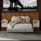 Cama Queen Flutuante Com Cabeceira E Mesa De Cabeceira Freijó