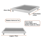 Cama Queen Japonesa 176cm Pés Madeira Haru Linho Bege - Salla