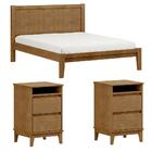 Cama Queen Madeira Maciça 02 Mesas De Cabeceira Milani Store