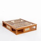 Cama Queen Madeira Maciça 3 Gavetas Castanho Claro