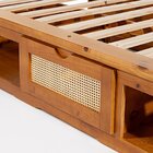 Cama Queen Madeira Maciça 3 Gavetas Castanho Claro